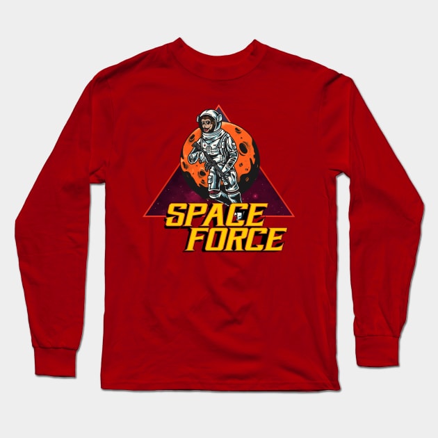 Space Force Monkey Long Sleeve T-Shirt by Wooly Bear Designs